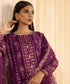 Women's Unstitched Velvet Purple Embroidered 3 Piece Suit